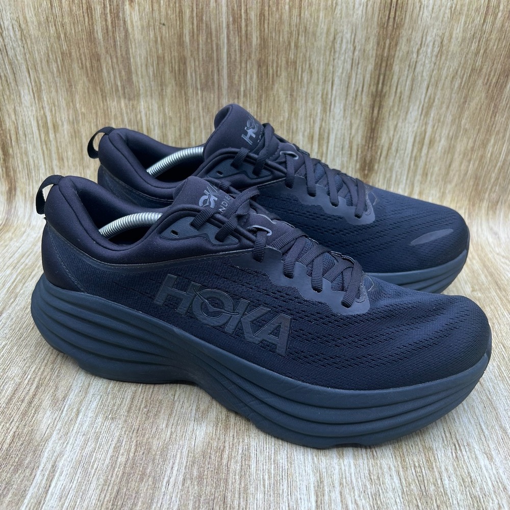 Hoka One One Bondi 8 Running Shoes Men's Size 12 Triple Black Shoes 1123202 BBLC